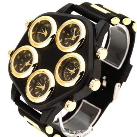 Five Movement Sport Big Dial Extra Large Dial Stylish Guy's Hip Hop Watch Cool Punk Men's Quartz Watch Male Clock Time Hour