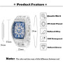 Iced Out Watch For Men Big Wrist Full Diamond Quartz Watches Men's 55mm Blue Face Hip Hop Accessories Waterproof Reloj Hombre