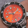 Tandorio 200m Waterproof Automatic Watch for Men NH35A Movt Crown at 3.8 Sunburst Orange Luxury Diving Clock Steel Bracelet SKX