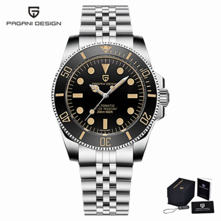 PAGANI DESIGN New 40mm Automatic Men's Wristwatch Ceramic Ring NH35 Stainless Steel 200M Waterproof Mechanical Watches for Men