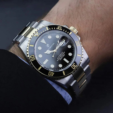 Lacz Denton 40MM Mechanical Men's Watches Automatic Watch Men Sports Sapphire Glass Stainless Steel 10Bar Waterproof Clock