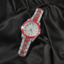 UWIN Big Dial Watch Iced Out Red White Rhinestone Top Dual Calendar Men's Quartz Clock Luxury Waterproof Wrist Watch