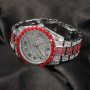 UWIN Big Dial Watch Iced Out Red White Rhinestone Top Dual Calendar Men's Quartz Clock Luxury Waterproof Wrist Watch