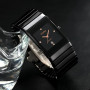 OUPAI Square Black Ceramic Ultra Thin Quartz Watch Men Luminous with Calendar Wristwatch Waterproof