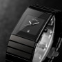 OUPAI Black Ceramic Watch Square Quartz Anti-Scratch Waterproof Wristwatch with Calendar Rectangle