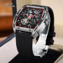 GUANQIN Mechanical Automatic Watch Business Men Watch Strap Skeleton Tourbillon Stainless Steel Leather Strap Relogio Masculino