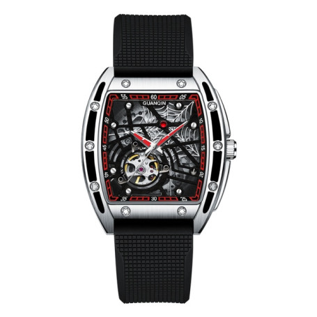 GUANQIN Mechanical Automatic Watch Business Men Watch Strap Skeleton Tourbillon Stainless Steel Leather Strap Relogio Masculino