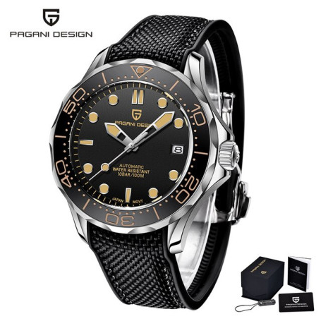 PAGANI DESIGN Men's Mechanical Watch Men Automatic Luxury Waterproof Sapphire Glass Leather Rubber WristWatches PD-1667
