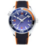Men Automatic Self Wind Mechanical Canvas Rubber Strap Orange Blue Red Luxury Watch