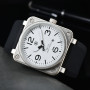 Original Men's Square Calendar White Case Watch Automatic Mechanical Movement 3 Hands Sport Silicone Strap Waterproof AAA Clock