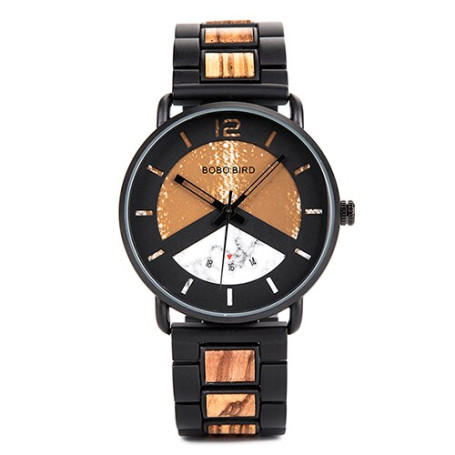 BOBO BIRD Metal Wood Watch for Man's Quartz Male Wristwatch Men