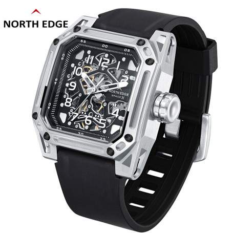 NORTH EDGE Mechanical Watches For Bussiness Men ST2551 Automatic Watch Luxury Skeleton Stainless Steel 10Bar Waterproof