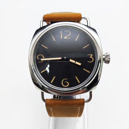 Manual Mechanical 45mm Green No Logo Dial 17Jewels 6497 Manual Winding Mechanical Leather Men's Watch