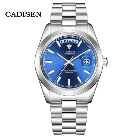 CADISEN C8185 ICE-BLUE Dial Sapphire Glass Watches Men Japan MIYOTA-8285 Movt Men`s Watch Mechanical Automatic Diving Watch 100m