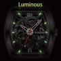 STARKING 43mm Mechanical Watch Men Top Brand Luxury Skeleton Watches Luminous Automatic Wristwatch Sports Silicone Clock Relogio
