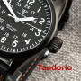 Tandorio 39mm Sapphire Glass Brushed Black PVD 20ATM Waterproof NH35A PT5000 Pilot Diver Military Men Watch Luminous Big Crown