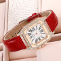 Women Diamond Watch Starry Square Dial Bracelet Watches Ladies Leather Band Quartz Wristwatch Female Clock（No Box）