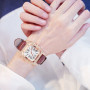 Women Diamond Watch Starry Square Dial Bracelet Watches Ladies Leather Band Quartz Wristwatch Female Clock（No Box）