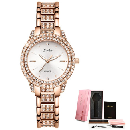 Quartz Watch Women Watches Ladies Creative Steel Women's Bracelet Watches Female Waterproof Clock+Box