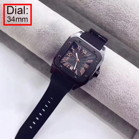 Quartz Watch 34mm 39mm Starry Square Bracelet Watches Rubber Band Wristwatch  Date