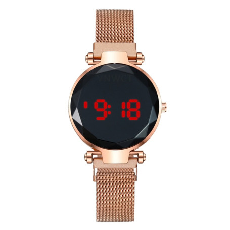 Luxury LED Watch Women Magnetic Bracelet Watches Rose Gold Digital Dress Watch Quartz Wristwatch Ladies Clock