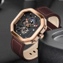 Square Dial Leather  Watches Luxury Sport Waterproof Watch Chronograph Quartz WristWatches Montre Homme