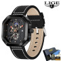 Square Dial Leather  Watches Luxury Sport Waterproof Watch Chronograph Quartz WristWatches Montre Homme