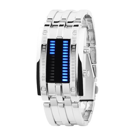 Men Watch 50m Waterproof Lava Watch Double Row Lamp Led Watch Male Binary Steel Band Electronic Sport Watch Relogios Masculino