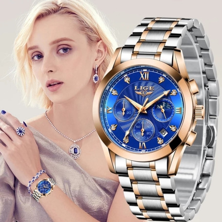 LIGE  Fashion Watch Women Watches Ladies Creative Steel Women Bracelet Watches Female Waterproof Clocks Relogio Feminino