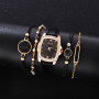 5PCS Gaiety Brand Luxury Fashion Bracelet Watch Set Women Leather Band Quartz Wristwatch Watches Ladies Black Clock Reloj Mujer