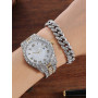 Punk hip hop watch set diamond-studded bracelet set Men's watch set A07582