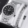 1pc Men's Business Fashion Casual Round Pointer Quartz Watches 1pc Bracelet