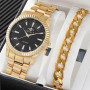 1pc Men's Business Fashion Casual Round Pointer Quartz Watches 1pc Bracelet