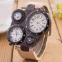 Creative 4 Dials Digital Bracelet Watches Men Chic Dual Movement Quartz Sport Watch Waterproof Outdoor Thermometer Compass Clock