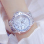 BS Elegant Big Dial Women Watch Famous Luxury Brands Rhinestones Rose Gold Waterproof Steel Female Wristwatches Reloj Mujer 2022