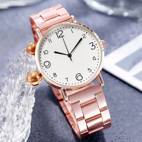 Watch women  Simple Steel Band Watch Ladies Big Dial Quartz Clock Bracelet Watch Set Reloj mujer