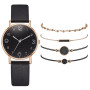 Top Style 5PCS Set Watch For Women Luxury Leather Analog Ladies Quartz Wrist Watch Fashion Bracelet Watch Set Relogio Feminino