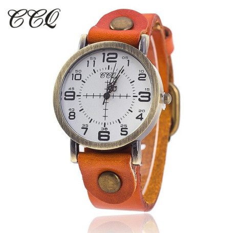 CCQ Vintage Cow Leather Bracelet Watch Women Wrist Watches Casual Luxury Quartz Watch Relogio Feminino Hot