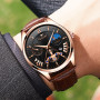 FNGEEN Mens Watches Top Luxury Brand Waterproof Sport Wrist Watch Chronograph Quartz Military Genuine Leather Relogio Masculino