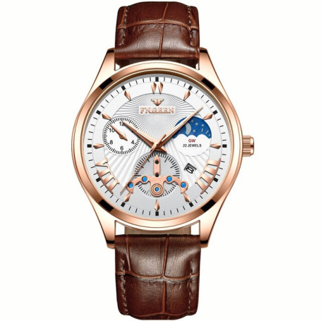 FNGEEN Mens Watches Top Luxury Brand Waterproof Sport Wrist Watch Chronograph Quartz Military Genuine Leather Relogio Masculino