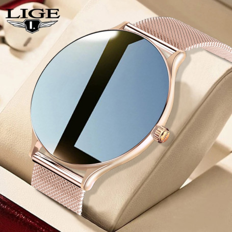 LIGE Women Smart Watch Waterproof 9mm Very Thin Alloy Shell Heart Rate Monitor Sport Watch Woman Smartwatch For Ladies Gift