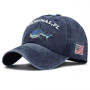 Embroidery Washed Cotton Shark Dad Hat for Men Vintage Baseball Cap Hip Hop Curved Fishing Cap Summer Fish Snapback Women Hat