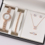 Fashion Watch Women Casual Dial Quartz Watches Rhinestone Luxury Wristwatch Women Watches Ladies Bracele 6PCS Set Clock