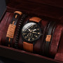 4pcs Set Men Watches Luxury Fashion Design Leather Watch Quartz Men's Watch Gift Montre Homme Relogio Masculino no box