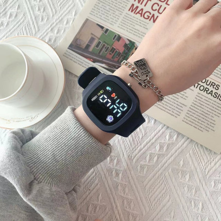 Watch Waterproof Football Big Square Dial LED Digital Sport Watch Clock Silicone Electronic Watches for Men Women