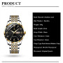 Casual Sport Chronograph Men's Watches Stainless Steel Band Wristwatch Big Dial Quartz Clock with Luminous Pointers+box