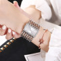 Rhinestone Ladies Steel Bracelet Watch Quartz Square Female Watch Fashionable Simple Style Quartz Wristwatch Reloj Mujer