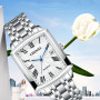 Fashion Square Ladies Dress Wristwatch Elegant Casual Quartz Clock With Date Steel Belt Silver Bracelet Watches For Women Gift