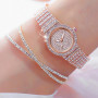 3PCS Luxury Women Rose Gold Watch Fashion Ladies Quartz Diamond Wristwatch Elegant Female Bracelet Watches Reloj Mujer