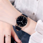 Women Quartz Watch Pu Leather Band Black Dial Analog Wrist Watch Women Bracelet Watches Crystal Clock Gift Zegarek Damski